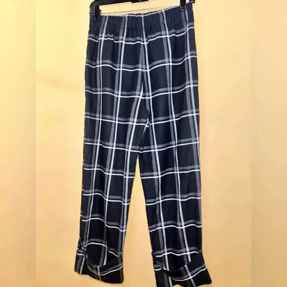 Zara Black & White Plaid Elastic Waist Wide Leg Cuffed Trousers Size Small - Picture 3 of 7
